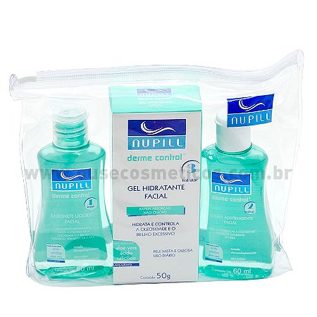 Kit Facial Nupill Derme Control Sabonete + Adstringente + Gel Hidratante
