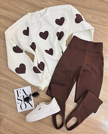 Conjunto Blusa coração e calça pezinho