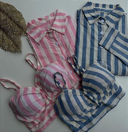 Conjunto cropped e camisa Mia