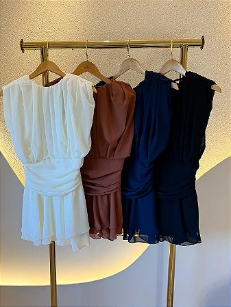 Vestido Macaquinho Chiffon Mia