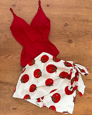 Short saia tomate