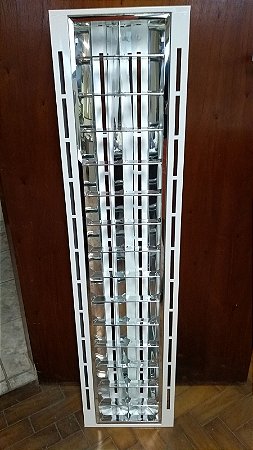 Luminária Comercial Calha Embutir 2x18w 305mm Tubular T8 14 Aletas com Porta Troffer - FM/FG