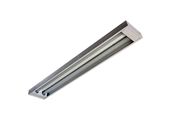 Luminária Comercial Calha Sobrepor Slim 2x18w 1250mm T8 Branca (Sem Aletas)