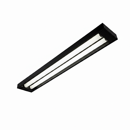 Luminária Comercial Calha Sobrepor Slim 2x18w 1250mm T8 PRETA (Sem Aletas)
