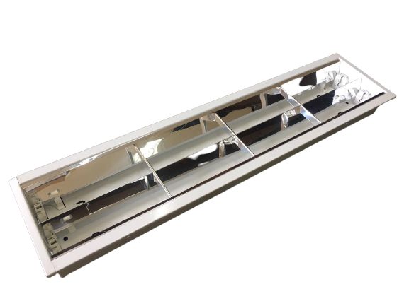 Luminaria Comercial de Embutir Slim 2x9w 635mm Tubular T8 3 Aletas - Para Forro Drywall