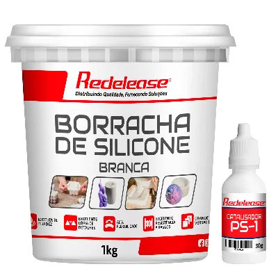 Borracha Silicone Branca Alta Flexibilidade c/Catalisador p/Moldes 1.030Kg