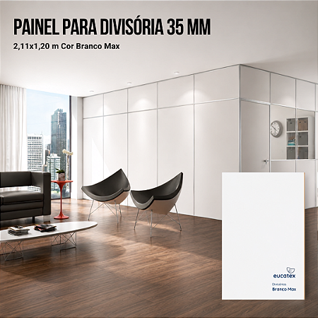 Painel Divisória Cor Branco Max 35 mm 2,11x1,20 m Eucatex