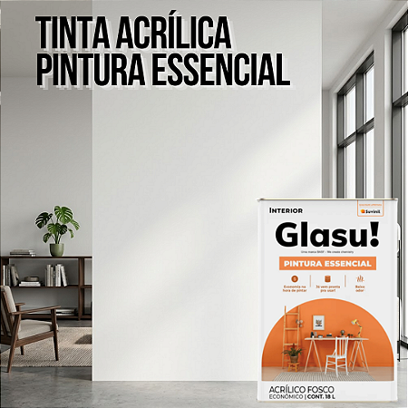 Tinta Acrílica Pintura Essencial 18 L Branco Glasu