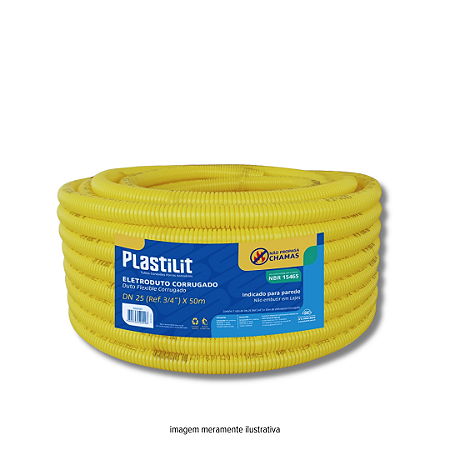 Eletroduto Corrugado 25 mm 50 m Amarelo Plastilit