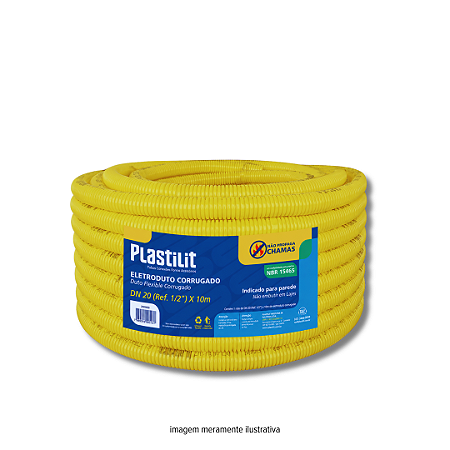 Mangueira corrugada. 20mmx10m amarela Plastilit