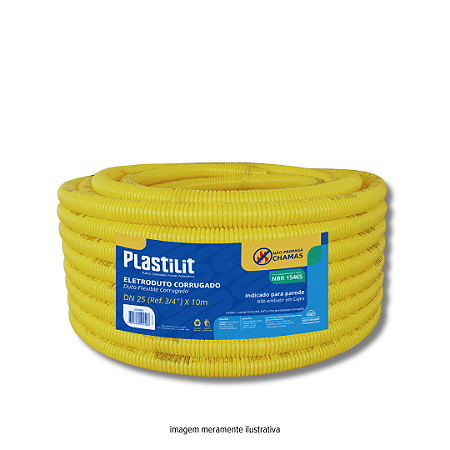 Eletroduto Corrugado Normatizado 25 mm (¾") 10 m Amarelo Plastilit