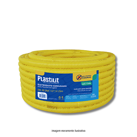 Mangueira Corrugado 20mm x 25m Amarela PLASTILIT