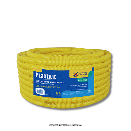 Mangueira Corrugada 25mm x 25m Amarela Plastilit