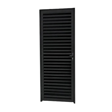 Porta em Alumínio Palheta/Veneziana 0,80x2,10 C/Abertura P/Direita Preta  RELI