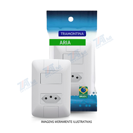 Conjunto 4x2 Aria Interruptor Simples 6A + Tomada 2P+T 10A Branca