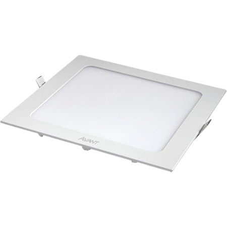 Plafon LED Quadrado Embutir de Plástico Branca 24W Avant