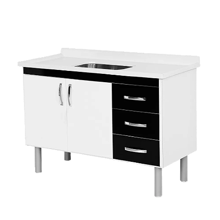 Armário De Cozinha 1,20m Rorato Pop Tóquio Preto