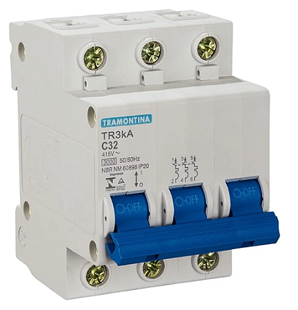 Disjuntor Tripolar 32A DIN CVB 3kA Resid. Tramontina