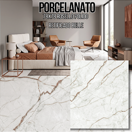 Porcelanato "A" 78x78 Rosello Polido Retificado Belle