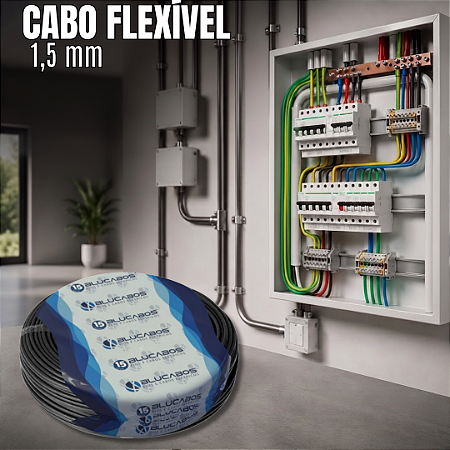 Cabo Flexível 1,5 mm 1 m Preto Blucabos