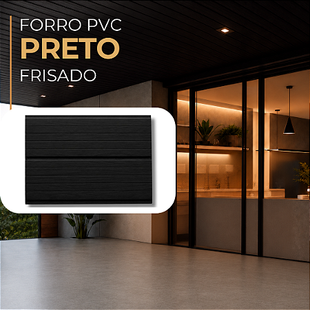 Forro PVC 6 mm 20 cm Preto Frisado 6 m Fortplast