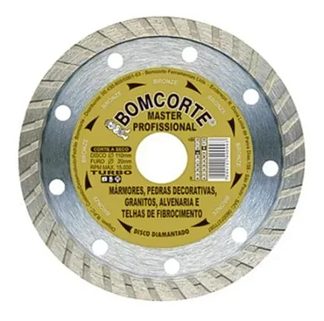 Disco de Corte Diamantado Master Turbo 110mm Bom Corte