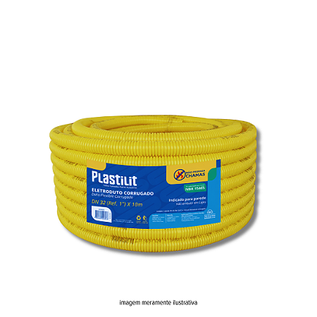 Eletroduto Corrugado Normatizado 32 mm (1") 10 m Amarelo Plastilit