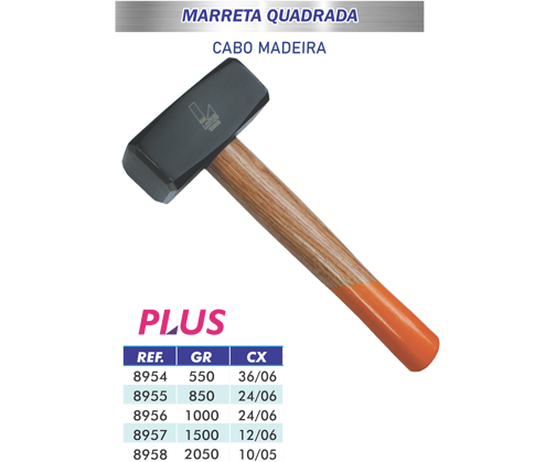 Marreta Quadrada C/Cabo 1,0kg Ref.8956 Lotus