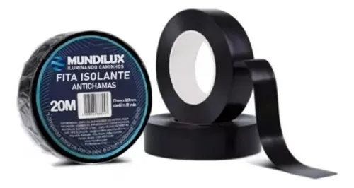 Fita Isolante 20mx17mm Preta Mundilux
