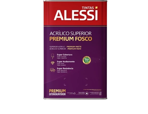 Tinta Acrílica Superior Premium 18L Branco Fosco Alessi