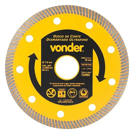 Disco Corte Diamantado Porcelanato 110mm Vonder