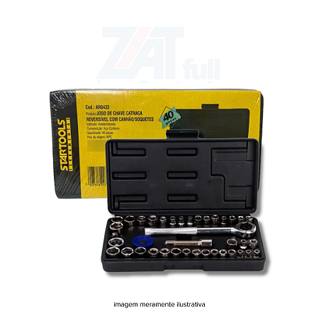 Jogo de Chaves Catraca Reversível Canhão/Soquetes Ref.AR0432 40 Peças Startools
