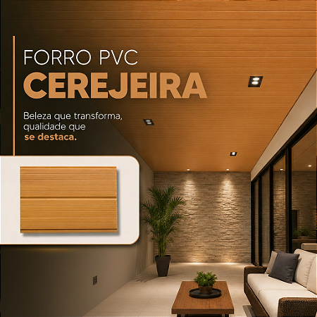 Forro PVC 6 mm 20 cm Cerejeira Frisado 6 m Fortplast
