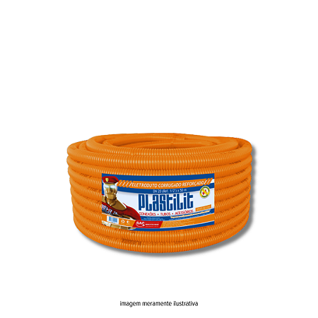 Eletroduto Corrugado Normatizado 20 mm (½") 50 m Laranja Plastilit