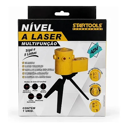 Nível a Laser Multifunção Tripê 5 Linhas Startools
