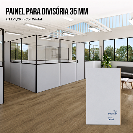 Painel Divisória Cor Cristal 35 mm 2,11x1,20 m Eucatex