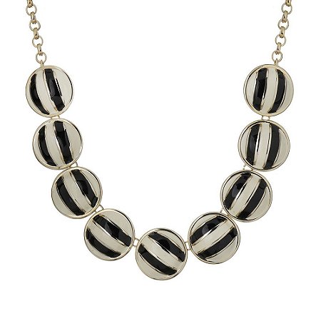 COLAR CURTO ESFERAS ESMALTADAS MARFIM E PRETO DOURADO COLEÇÃO LE BRONSTEIN NÁDIA GIMENES