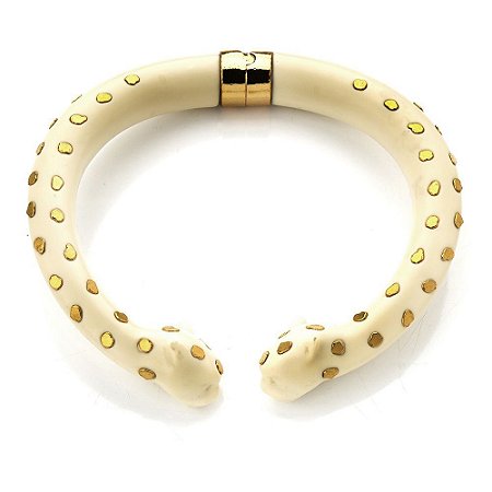 COLAR GARGANTILHA RESINA LEOPARDO SMALL SPOT OFF WHITE DOURADO COLEÇÃO FELINA NÁDIA GIMENES