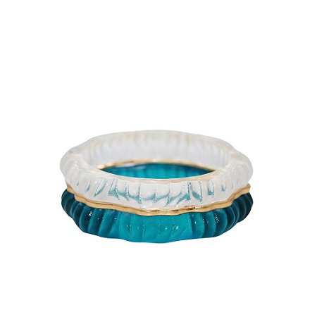 BRACELETE ACQUA AZUL E CRISTAL DOURADO SHEILA MORAIS