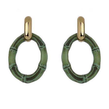 BRINCO ARTICULADO ARGOLA OVAL BAMBU VERDE M NADIA GIMENES