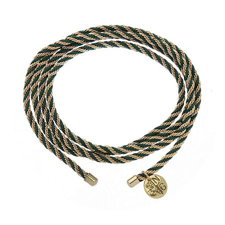 PULSEIRA CORRENTE COM LINHA VERDE FOLHA DOURADO NADIA GIMENES
