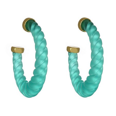 BRINCO MEIA ARGOLA RESINA ELETRIC DRINK DOURADO NADIA GIMENES