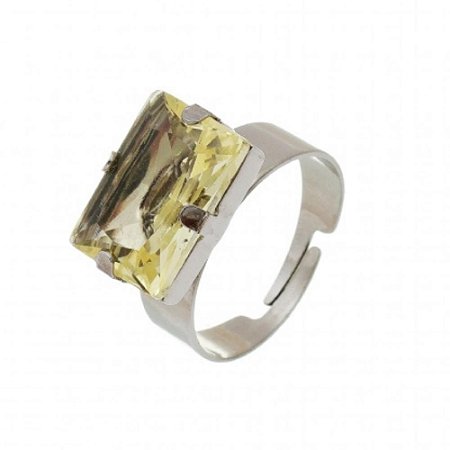 ANEL RETANGULAR CRISTAL AMARELO JULIANA MANZINI