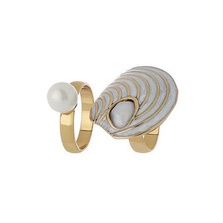 ANEL KIT CONCHA ESMALTADA PÉROLA P ARO 18 DOURADO NADIA GIMENES