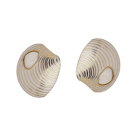 BRINCO UNO CONCHA ESMALTADA PÉROLA M DOURADO NADIA GIMENES