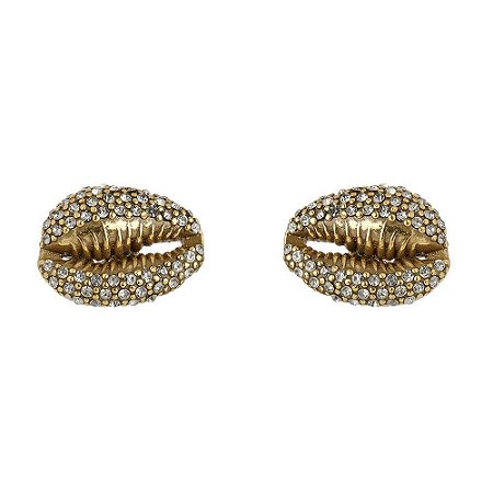 BRINCO BOTÃO BUZIO PAVE DOURADO NADIA GIMENES