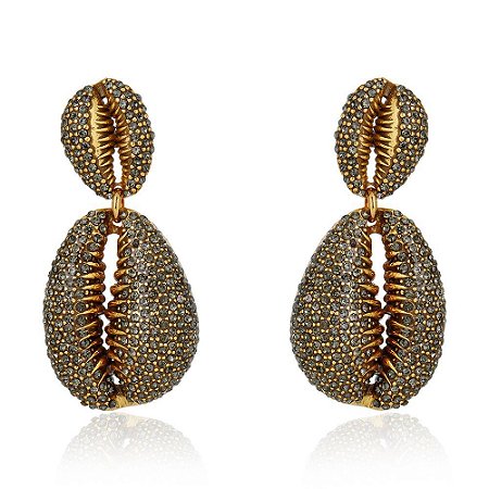 BRINCO DUPLO BUZIO PAVE DOURADO NADIA GIMENES