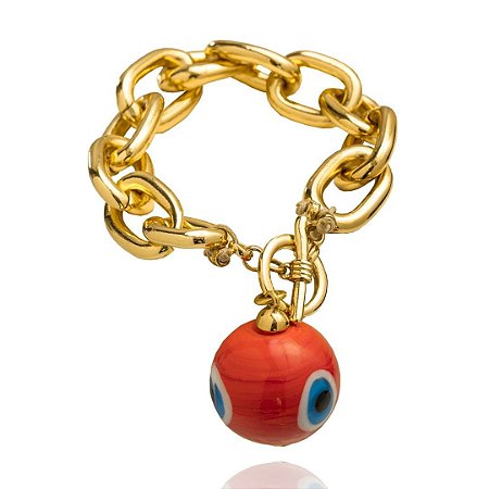 PULSEIRA CORRENTE COM OLHO GREGO VERMELHO  GIO BERNARDES
