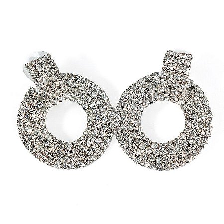 BRINCO CIRCULO STRASS PRATEADO ROSANA BERNARDES
