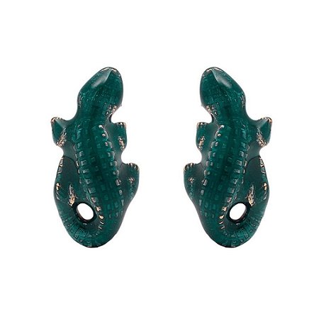 BRINCO CROCODILO VITRAL VERDE COLEÇÃO SORTE E FORÇA ROSANA BERNARDES